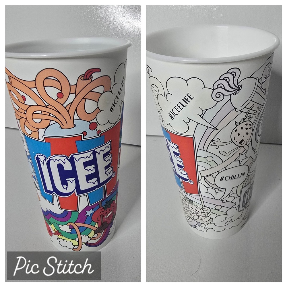 ICEE Color Changing Reusable Plastic Tumbler 24 oz Cup ICEELIFE Graphic Doodle